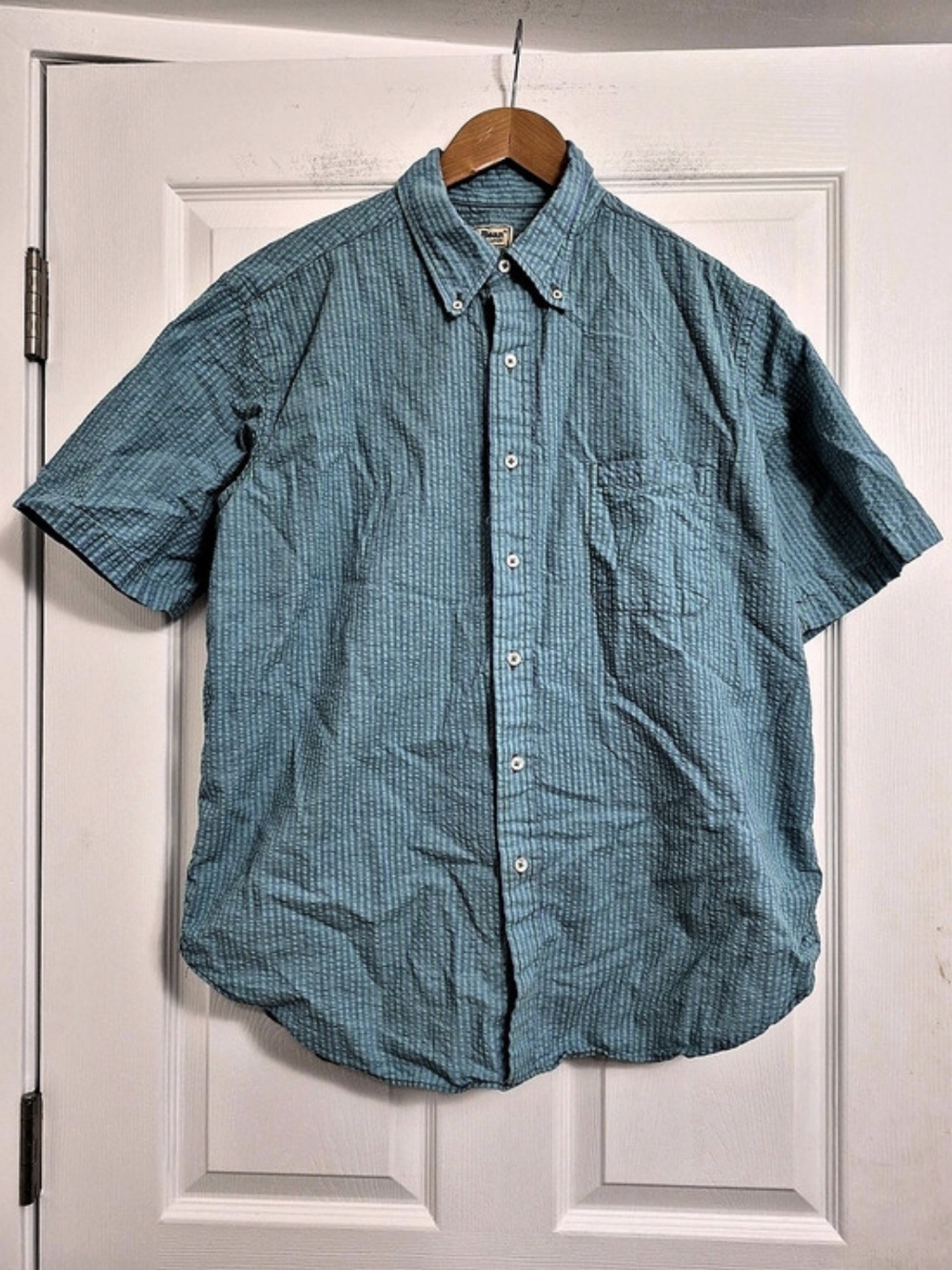 L.L.Bean Striped Cotton Shirt in Blue & Green XL